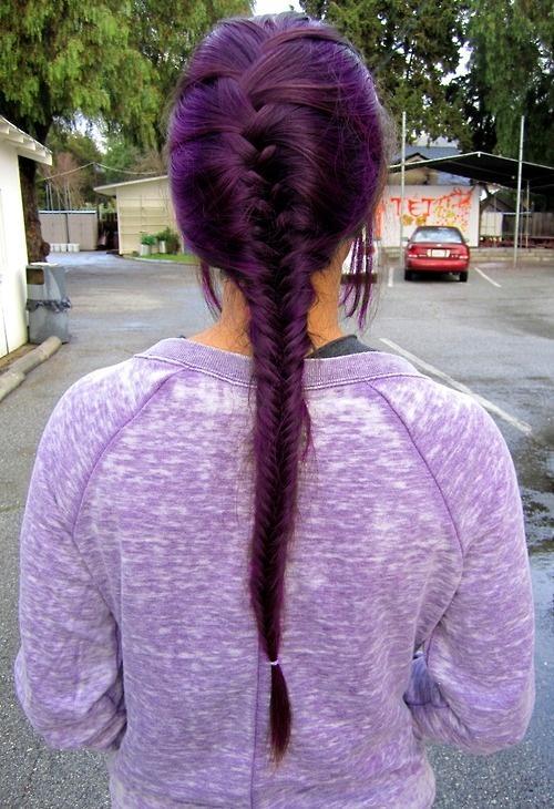purple fishtail braid