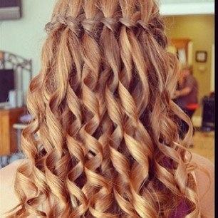 waterfall braid with curls