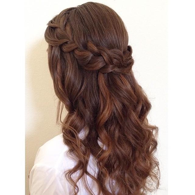braid and loose curls
