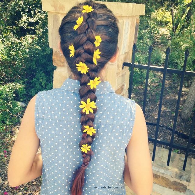 pancaked dutch braid with flowers