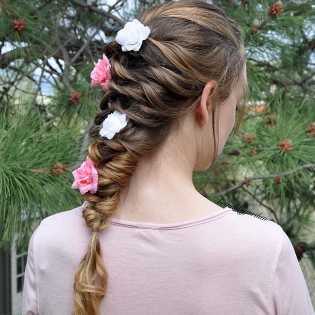 beautiful braid with flowers