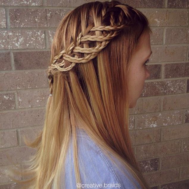 waterfall with strands braided