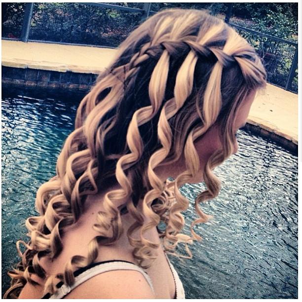 curly waterfall braid