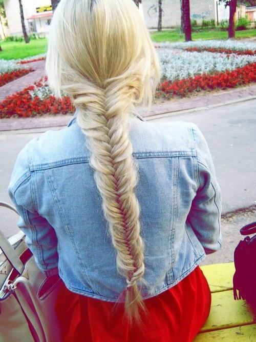 summer blonde fishtail braid