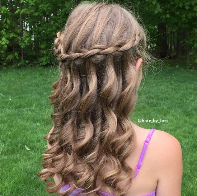 waterfall braid curls hair_by_lori