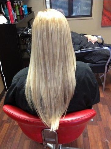 V-cut Hairstyle for Long Straight Blond Hair. Definitely want this hair style