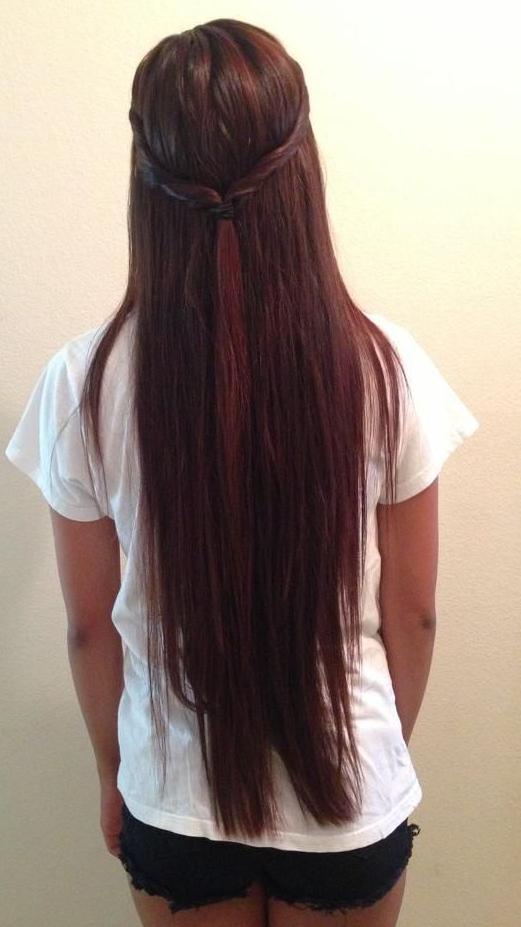 long half up red brown hair