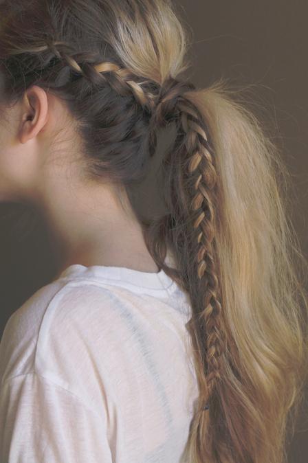 messy braided ponytail